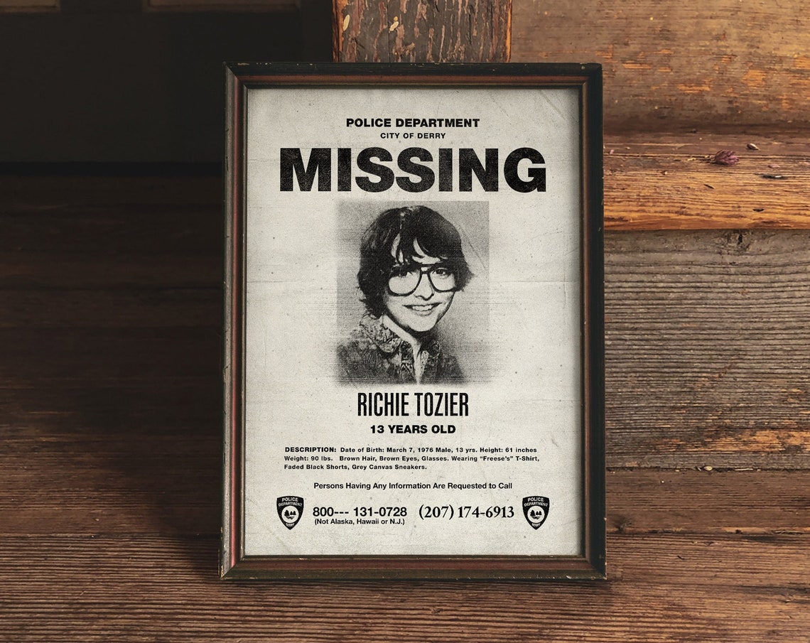 IT Missing Poster pack of 3 Richie Tozier IT Movie | Etsy