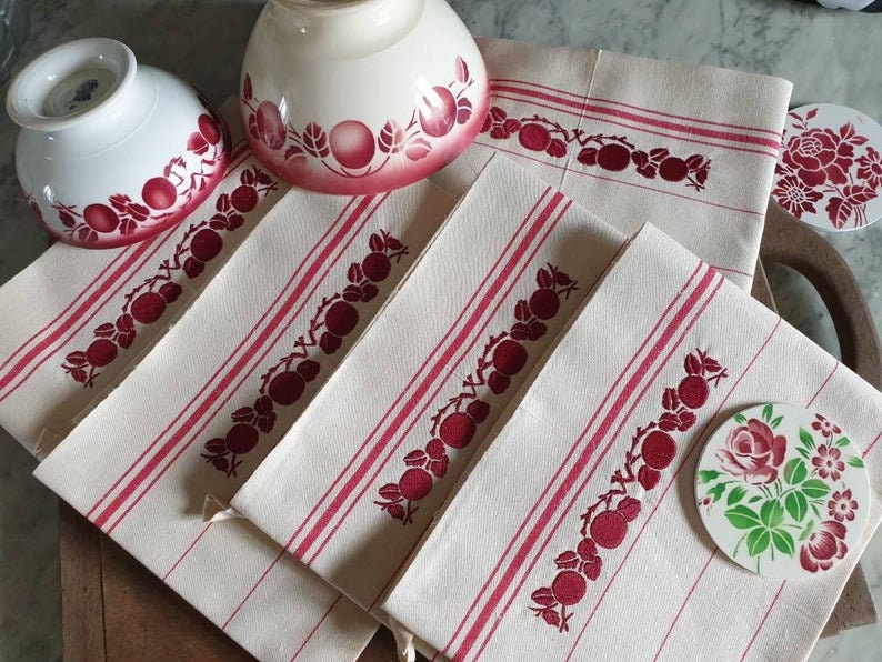 Torchon X1 en Métis Ancien Home Made Fruit de Badonviller Upcycling Made in France