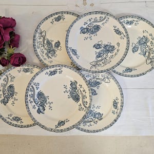 Antique dessert plates X6 in iron earth, &quot;Royat&quot; model, from the French manufacturer of Sarreguemines