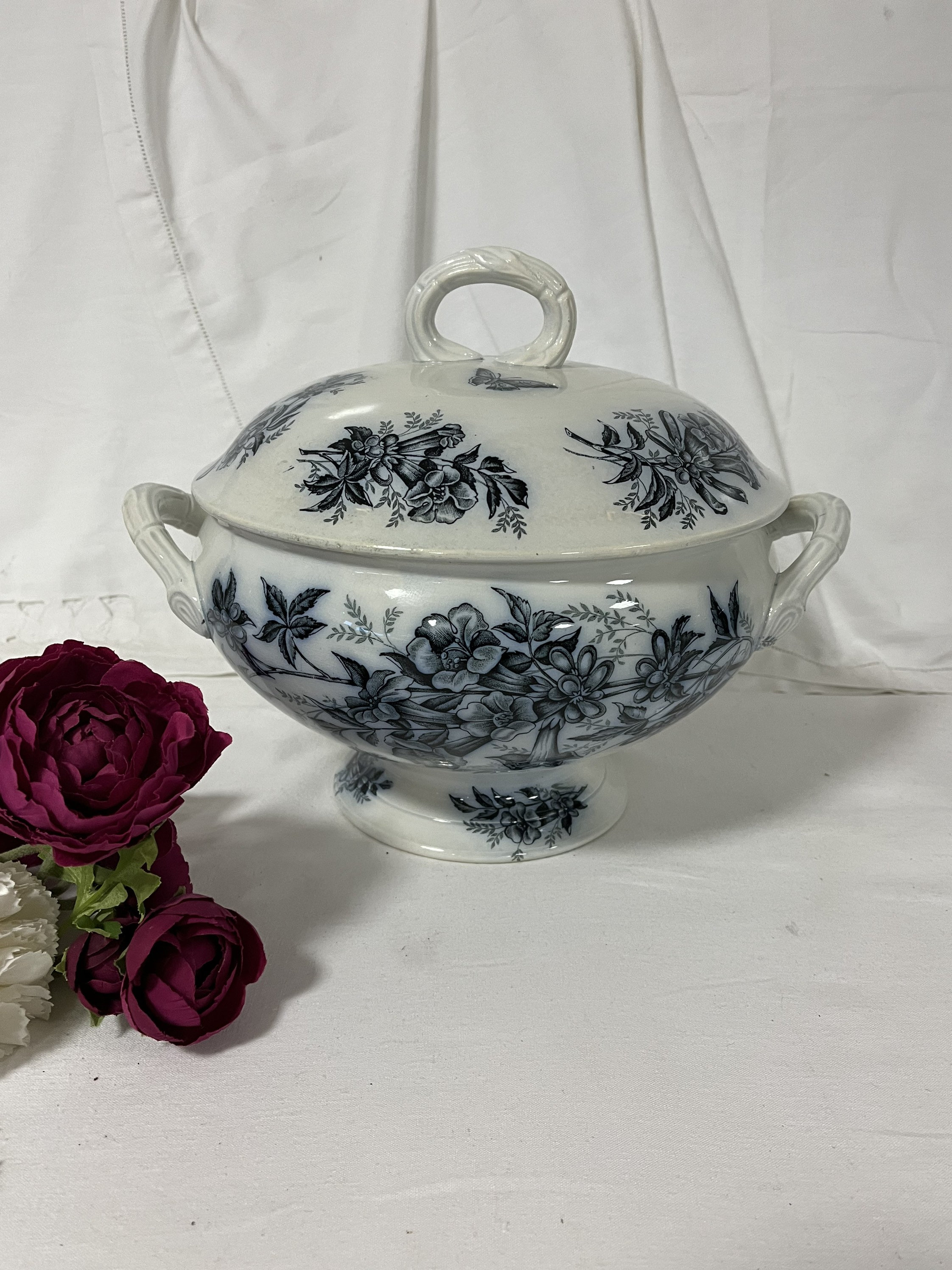 Soupière Ancienne Légumier Terre de Fer Modèle Jasmin Virginie La Manufacture Française Badonviller