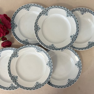 Antique flat plates X6 in ironstone model &quot;Andrinople&quot; from the French manufacturer Moulin des Loups