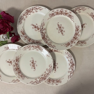 Antique flat plates X6 in ironstone model &quot;Jeanette&quot; from the French manufacturer of Sarreguemines