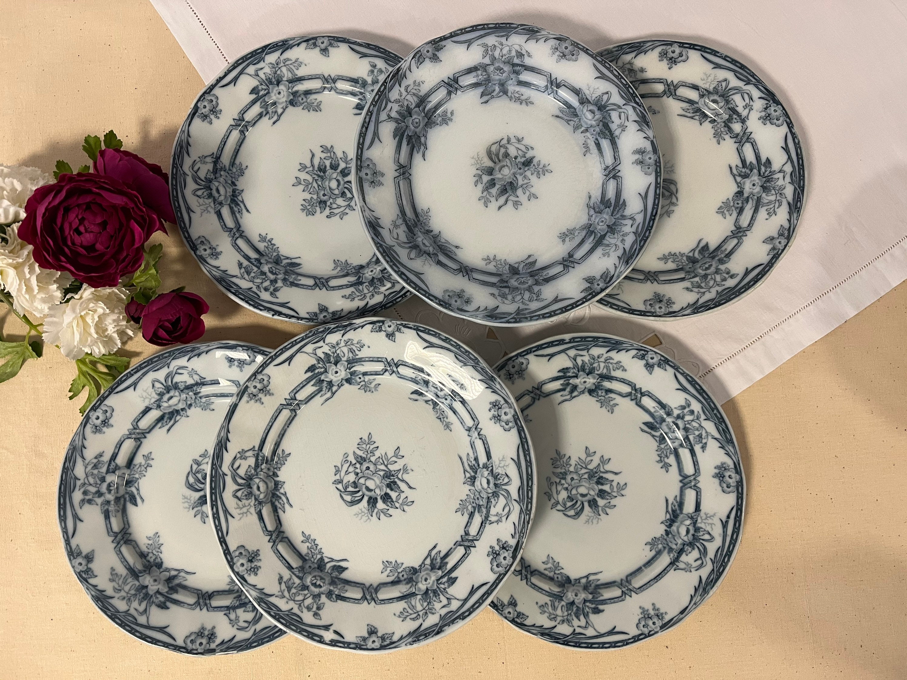 Assiettes Plates Anciennes X6 en Terre de Fer Modèle Ceres La Manufacture Française Sarreguemines