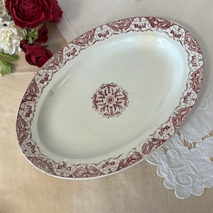 Antique oval serving dish in ironstone, French manufacture