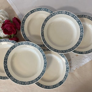 Antique X6 ironstone soup plates, "René" model, from the Longchamp factory