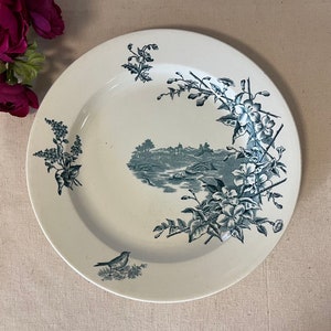Round serving dish, old iron earth &quot;Cottage&quot; model from the Boch Frère factory