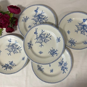 Antique flat plates X5 in iron earth from the French manufacturer Boulenger