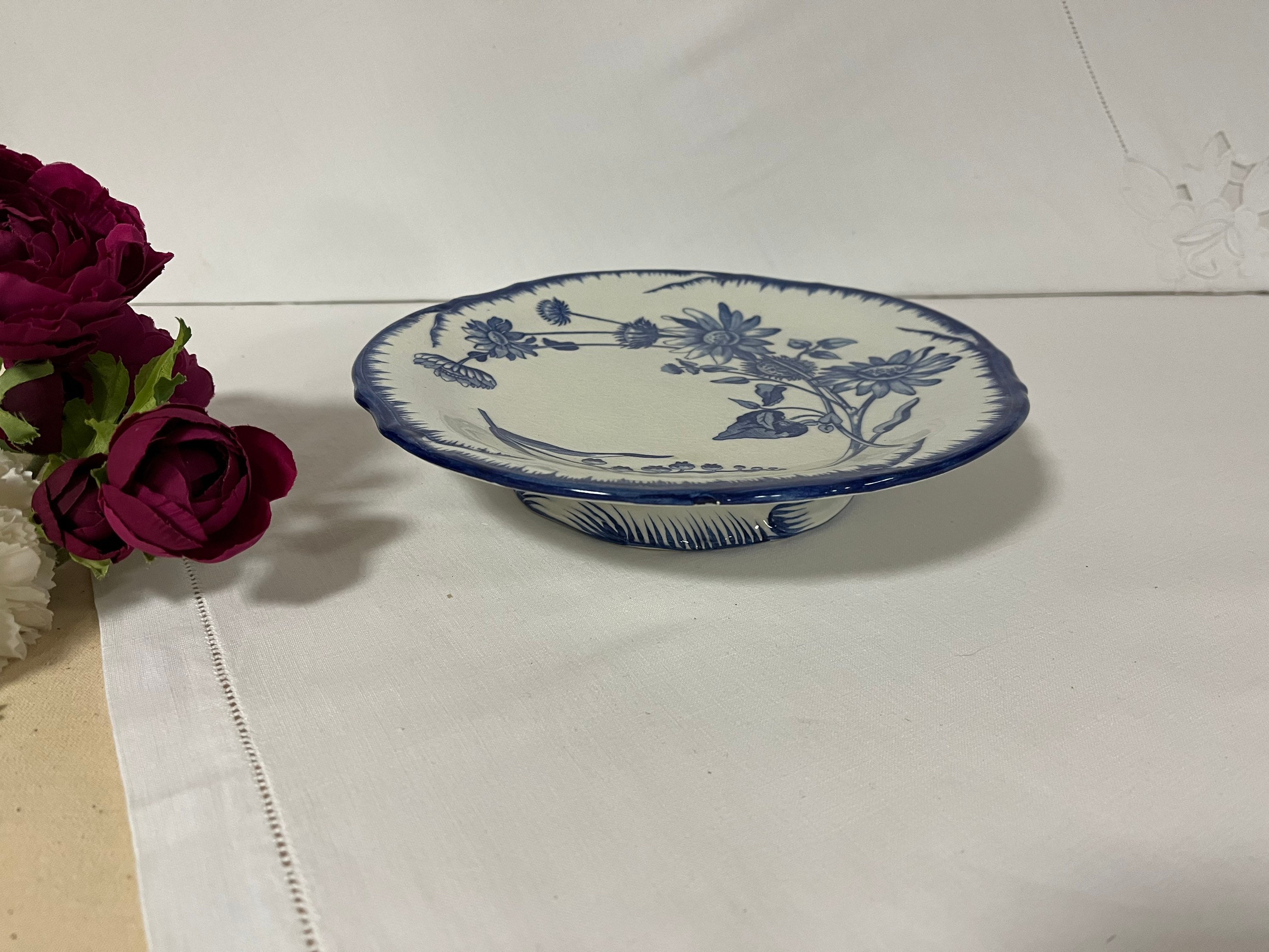 Plat Serviteur sur Piédouche Coupe Pied Ancienne Terre de Fer Modèle Tournesol La Manufacture França