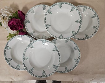 Antique X6 ironstone soup plates from the French manufacturer of Saint Amand