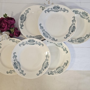 Antique flat plates X6 in ironstone model &quot;Lutèce&quot; from the French manufacturer of Lonchamps