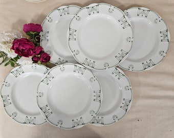 Antique flat plates X6 ironstone model "Utrecht" from the French manufacturer of Creil and Montereau