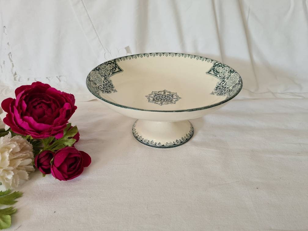 Plat Serviteur Piédouche Coupe sur Pied Ancienne Terre de Fer La Manufacture Française Salins