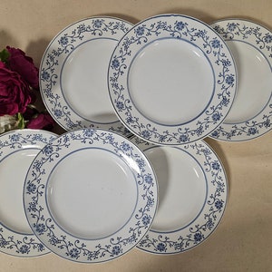 Antique X6 ironstone soup plates, “Tournai” model, from the French manufacturer Moulin des Loups