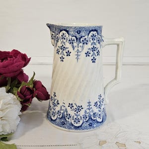 Antique ironstone pitcher, “Manille” model, from the French factory in Sarreguemines