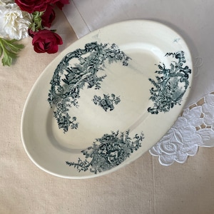Antique oval serving dish in ironstone, French manufacture