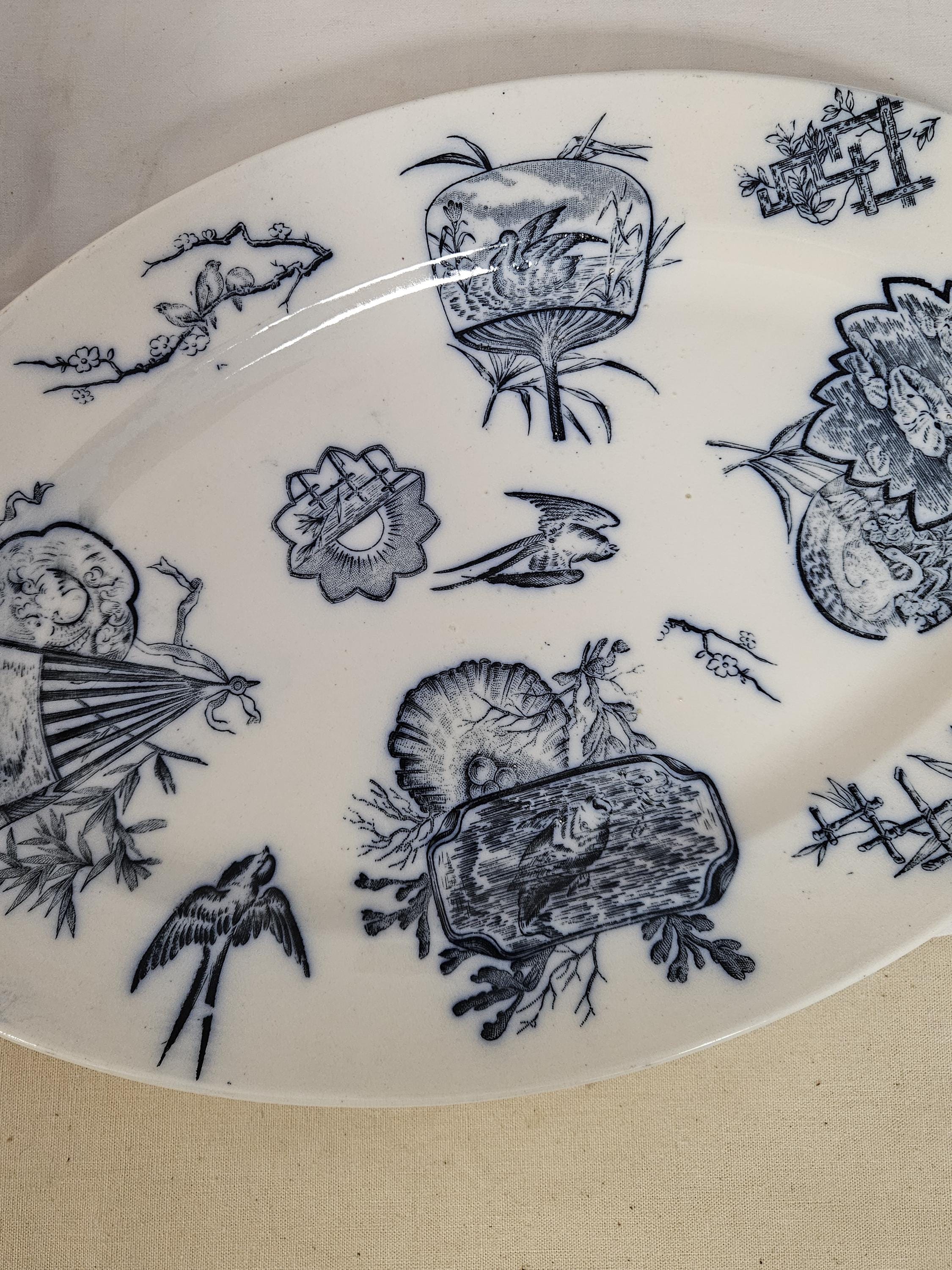 英国製の鉄石製アンティーク楕円形サービングディッシュ - Etsy 日本