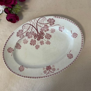 Antique oval serving dish in ironstone, "Lucien" model, from the French manufacturer Luneville