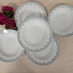 Antique X5 iron clay soup plates from the French manufacturer of Saint Amand