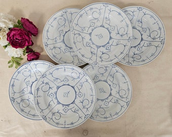 Assiettes plates anciennes X6 en terre de fer modèle "Copenhague" de la manufacture Boch la Louvière