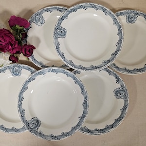 Antique flat plates X6 in iron earth, &quot;Versailles&quot; model from the French factory of Salins