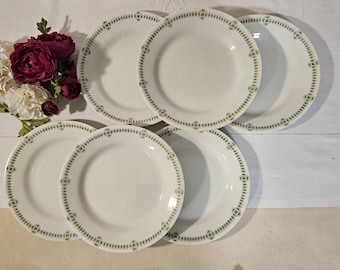 Antique dinner plates x6 – Terre de Fer model &quot;Dublin&quot; from the French manufacturer Creil & Montereau Set of 6 French Ironstone Plates