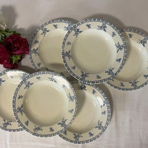 Antique X6 “Athens” model soup plates in ironstone from the French manufacturer Clairfontaine