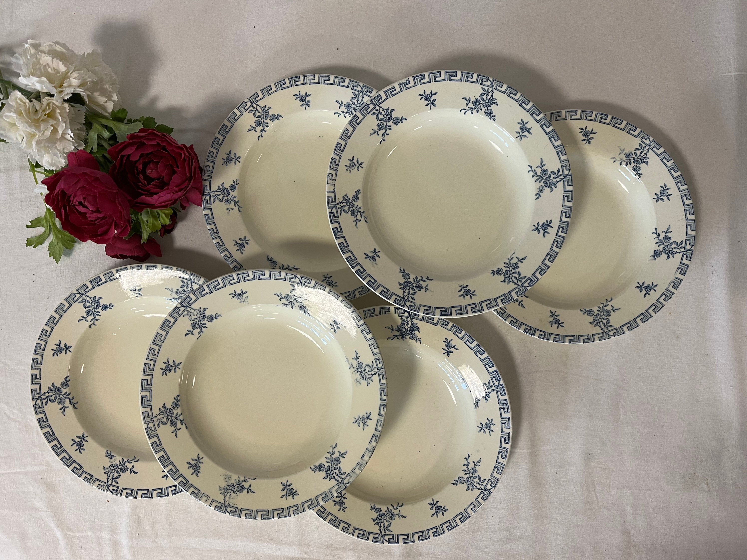 Assiettes Creuses Anciennes X6 Modèle Athènes en Terre de Fer La Manufacture Française Clairfontaine