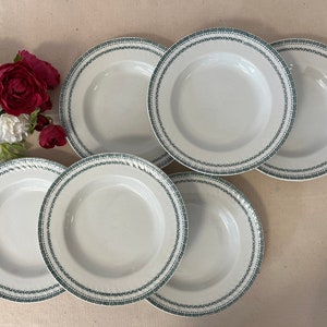 Antique X6 ironstone soup plates, &quot;Tilsitt&quot; model, from the French manufacturer Gien