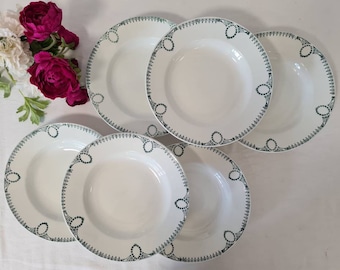 Antique X6 ironstone soup plates from the French manufacturer of Saint Amand
