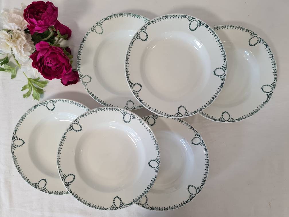 Assiettes Creuses Anciennes X6 en Terre de Fer La Manufacture Francaise Saint Amand