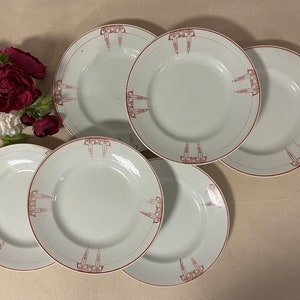 Antique flat plates X6 in ironstone model from the French manufacturer Moulin des Loups