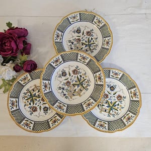 Antique dessert plates X4 in iron earthenware, &quot;Montmorency&quot; model, from the French manufacturer of Sarreguemines