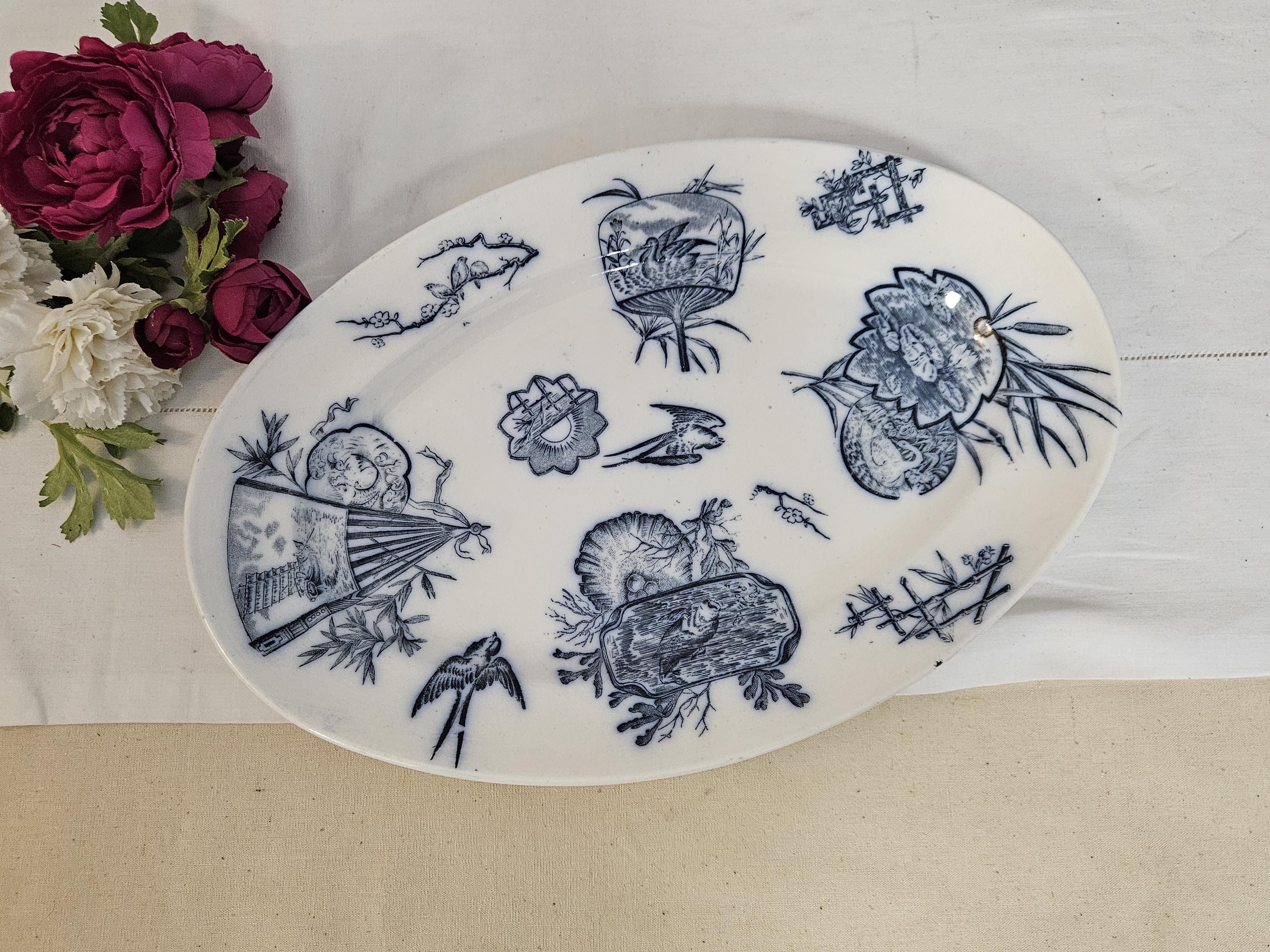 英国製の鉄石製アンティーク楕円形サービングディッシュ - Etsy 日本