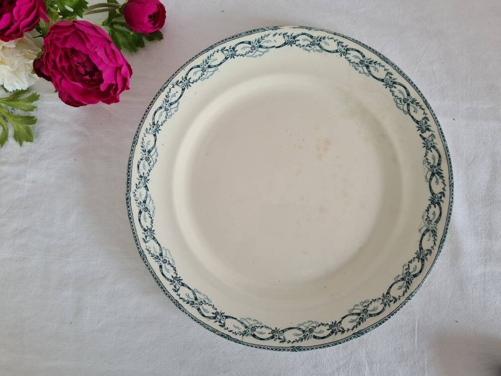 Plat de Service Rond Plat Creux Ancien en Terre Fer Modèle Recamier La Manufacture Française Salins