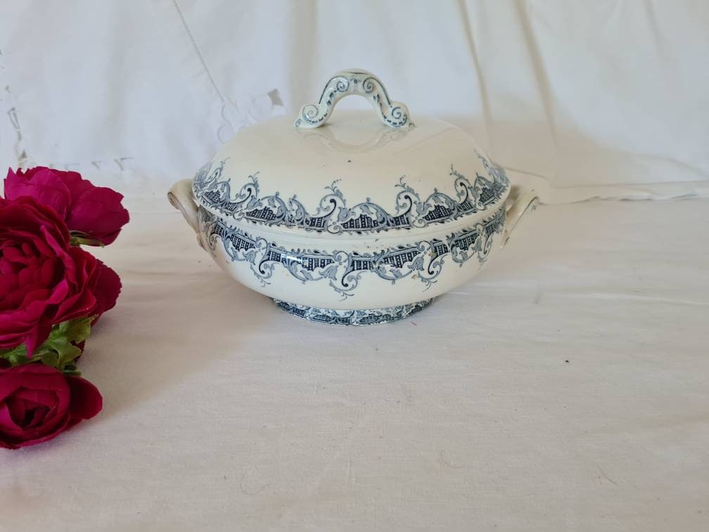 Soupière Ancienne Légumier Terre de Fer Modèle Bordure La Manufacture Française Lunéville