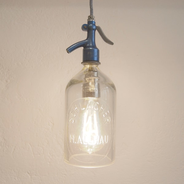 Vintage Hängeleuchte Retro Deckenlampe Steampunk Sodaflasche Siphonflasche Sodawasserflasche Sifonflasche