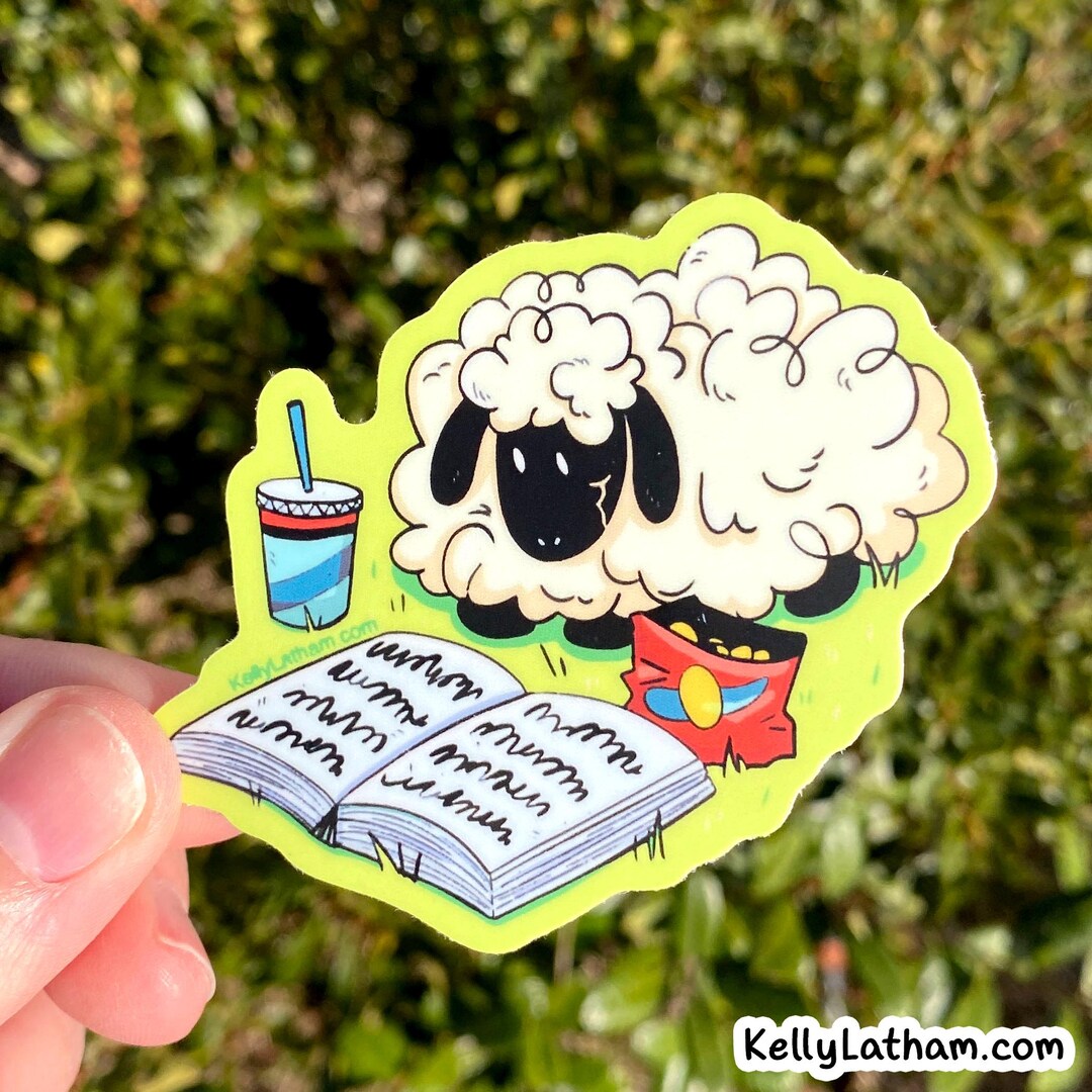 Reading Sheep Sticker Cute Book Lover Vinyl Sticker, Cozy Study and ...