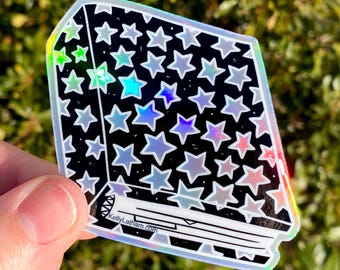 Holographic Star Book Sticker - Magical Laptop Decal, Planner Sticker