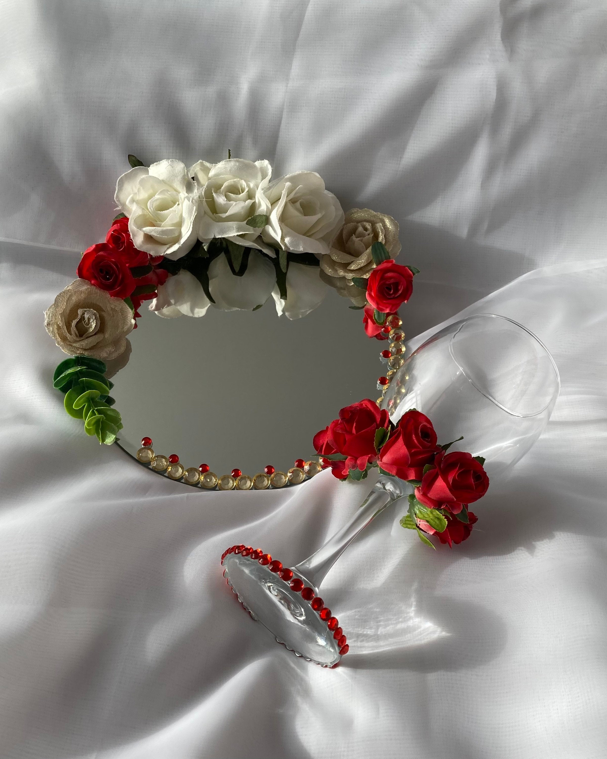 Floral Mirror Ring Plate Nikkah Engagement Wedding Etsy