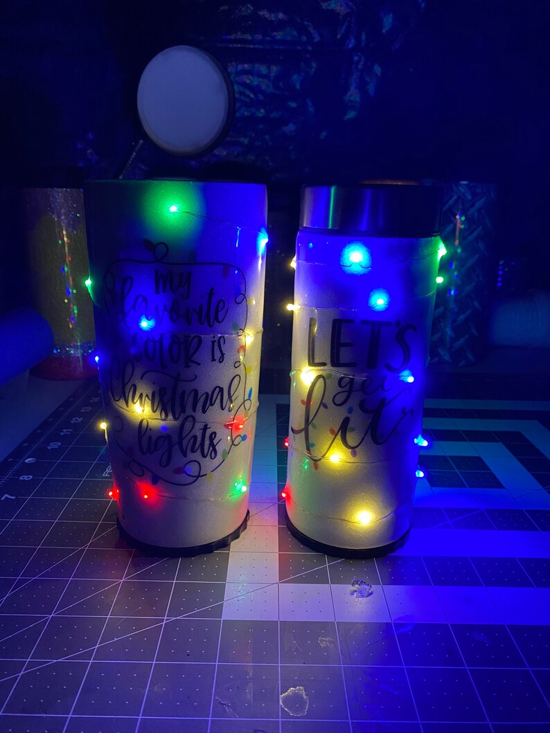 Light up Christmas Tumbler Glitter Tumbler With Lights My Etsy