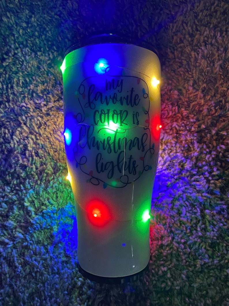 Light up Christmas Tumbler Glitter Tumbler With Lights My Etsy