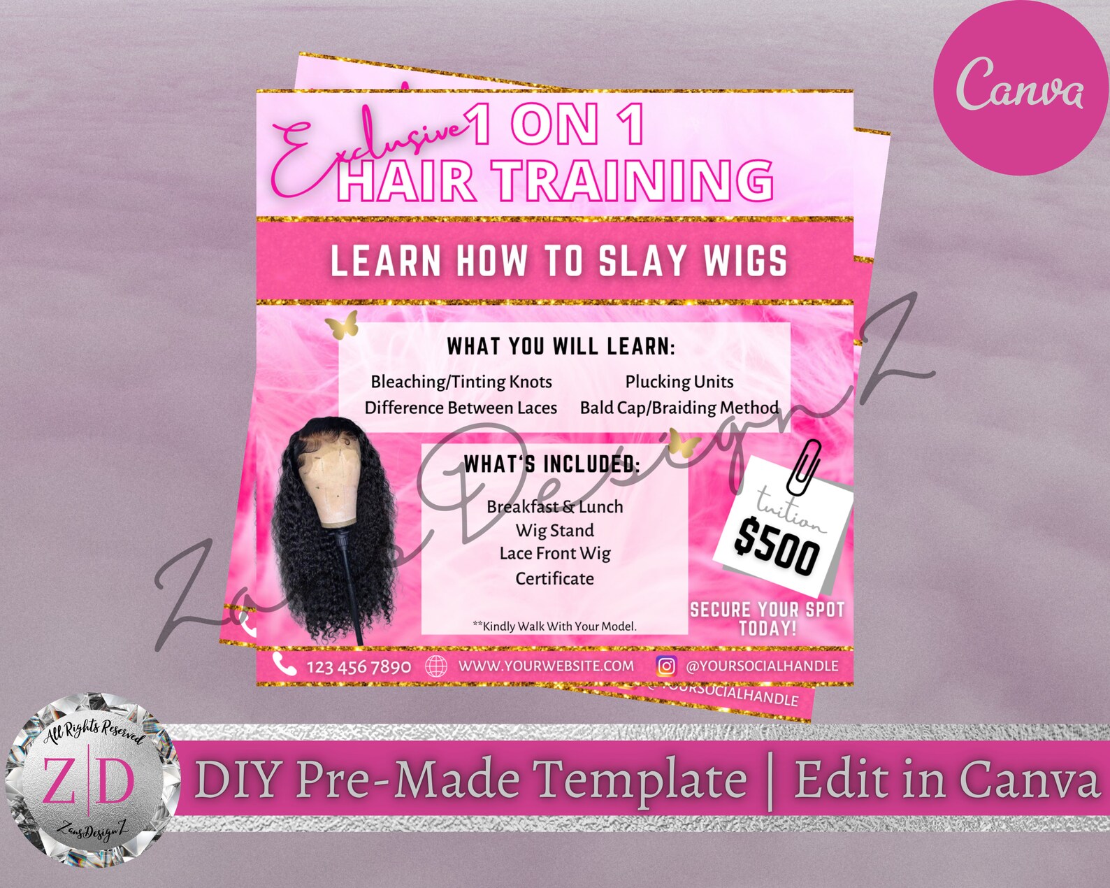 Wig Class Flyer Hair Course Wig Training Social Media Etsy