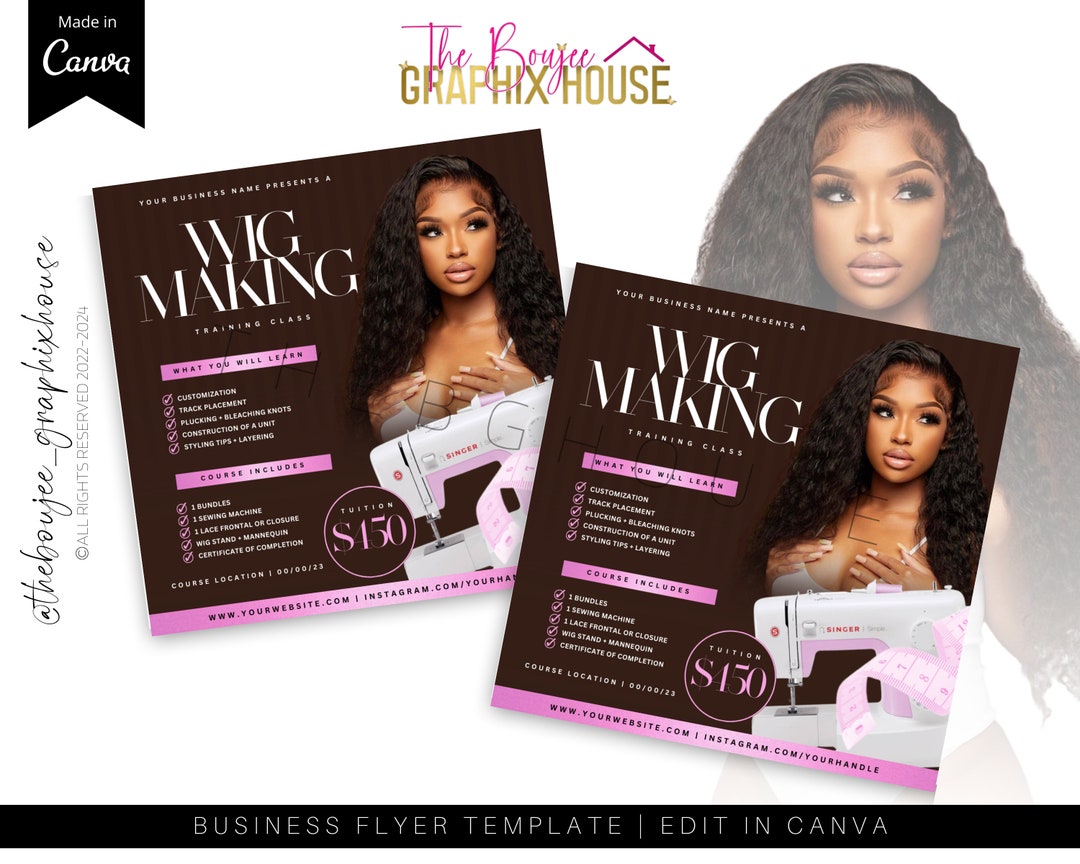 WIG MAKING Class, Wig Construction Class, Wig Course, Course Flyer, Wig
