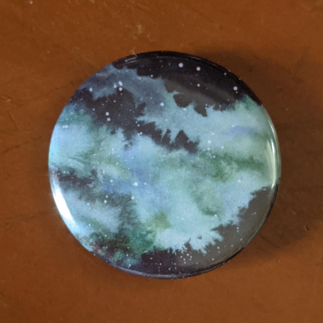 Blue Watercolour Nebula [button] - Etsy