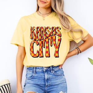 KC Chiefs Checker UNISEX Tee, Butter / Football Shirt / Chiefs Shirt / Chiefs apparel / Kansas City, Travis Kelce, Mahomes, retro chiefs
