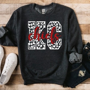 KC Chiefs Leopard Crewneck // unisex crew // Football Shirt // Football Mom // Chiefs Shirt // Chiefs Sweatshirt // Kansas City //Chiefs Fan