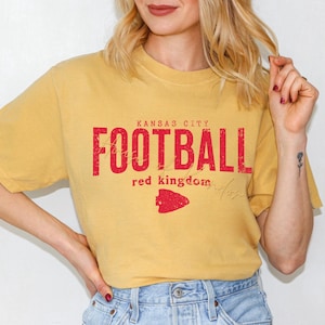 KC Red Kingdom UNISEX Tee, Mustard / Football Shirt / Chiefs Shirt / Chiefs apparel / Kansas City, Travis Kelce, Mahomes, retro chiefs