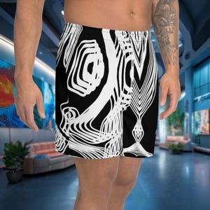 Monocinations 555 - Short long athlétique unisexe - Vêtements de sport élégants et amusants avec un design noir et blanc
