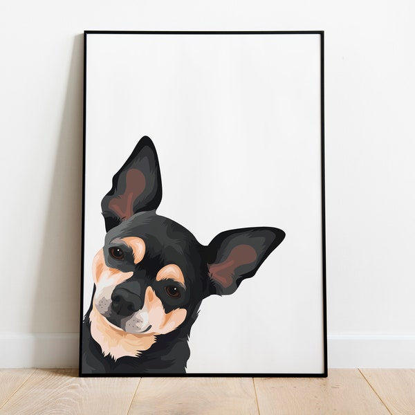 Affiche murale chien chihuahua - Décoration pour les amoureux des chiens mignons - Idée cadeau original et unique