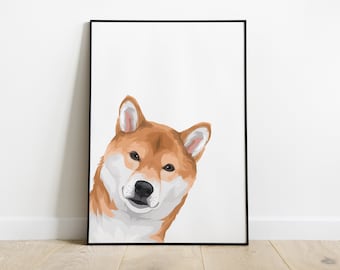 Affiche murale chien Shiba Inu - Décoration pour les amoureux des chiens mignons - Idée cadeau original et unique